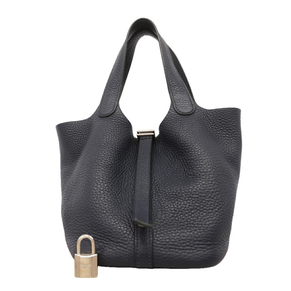 Hermes Picotin Lock PM handbag, Taurillon Clemence leather, Blue Nuit, X stam...